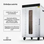 Klarstein MasterJerky 350, szárító, teljesítmény 2 000 W, hőmérséklet-tartomány 30 - 90 °C, 24 órás időzítő, rozsdamentes acél termék 2. képe