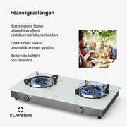 Klarstein Barzona kempingtűzhely, 2 égő, 3,4 kW & 4,3 kW, gázüzemű kettős égő, rozsdamentes acél, mobil termék 2. képe