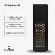 Klarstein Shirley Wine Cooler + Freezer, 2-in-1-Gerät, Vintage, 2 Kühlzonen, 60 Flaschen termék 2. képe