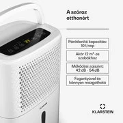 Klarstein DryFy 10L páramentesítő, 10 l/nap, 12m², 80 m³/h, időzítő, víztartály, mobil termék 2. képe