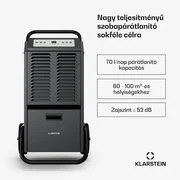 Klarstein DuraDry 70L páramentesítő, 70 l/nap, 60-100 m², rozsdamentes acél, mobil, 450 m³/h termék 2. képe
