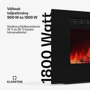Klarstein Galeras Smart Intelligens elektromos kandalló, 2 hőmérséklet beállítás, 16 - 30°, LED lángillúzió, IOT csatlakozási lehetőség termék 2. képe