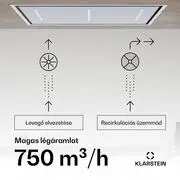 Klarstein LuxeAir páraelszívó, 90 cm, WLAN + Bluetooth, LED, 751 m³/h, elszívás/recirkuláció, EEC: A termék 2. képe