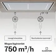 Klarstein LuxeAir páraelszívó, 110 cm, WLAN + Bluetooth, LED, 751 m³/h, elszívás/recirkuláció, EEC: A termék 2. képe
