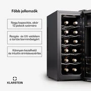 Klarstein Silent Vino 12 Uno Slim Borhűtő, 30 l / 12 palack 5-18 °C Érintős termék 2. képe