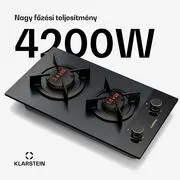 Klarstein Goldflame Nano gáz főzőlap, 2 sárgaréz égő, Nano bevonat, LPG/földgáz termék 2. képe