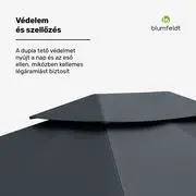 Blumfeldt Grandezza Cortina kerti pavilon 3x4 m, időjárásálló, porfestett, oldalsó redőnyök termék 2. képe