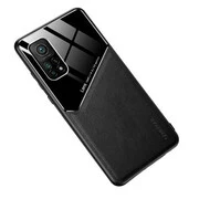 Huawei P40, Szilikon tok, bőr és plexi hátlap, közepesen ütésálló, mágneses tartóval kompatibilis, Wooze Texture, fekete termék 2. képe