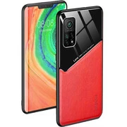 Xiaomi Redmi K30 / K30 5G / Poco X2, Szilikon tok, bőr és plexi hátlap, közepesen ütésálló, mágneses tartóval kompatibilis, Wooze Texture, piros akciós termékkép 1