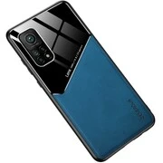 Xiaomi Redmi 10X 5G / 10X Pro 5G, Szilikon tok, bőr és plexi hátlap, közepesen ütésálló, mágneses tartóval kompatibilis, Wooze Texture, kék termék 2. képe