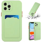 Apple iPhone 11 Pro, Szilikon tok, kártyatartóval, Wooze Card Slot, világoszöld termék 2. képe
