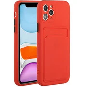 Xiaomi Redmi 9, Szilikon tok, kártyatartóval, Wooze Card Slot, piros akciós termékkép 1