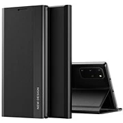 Xiaomi Redmi Note 10 Pro, Oldalra nyíló tok, stand, Wooze Silver Line, fekete akciós termékkép 1