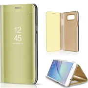 Apple iPhone 13 Pro Max, Oldalra nyíló tok, hívás mutatóval, Smart View Cover, arany (utángyártott) termék 2. képe