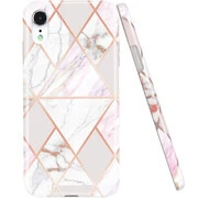 Huawei P40, Szilikon tok, sokszöges márvány minta, Wooze Geometric Marble, színes/fehér termék 2. képe