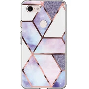 Xiaomi Redmi Note 8, Szilikon tok, sokszöges márvány minta, Wooze Geometric Marble, színes/kék akciós termékkép 1