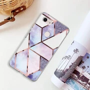 Xiaomi Redmi Note 8, Szilikon tok, sokszöges márvány minta, Wooze Geometric Marble, színes/kék termék 2. képe