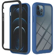 Apple iPhone 13 Pro Max, Szilikon hátlap és műanyag előlapi tok, elő- és hátlapi üveggel, közepsen ütésálló, Wooze Power Case, fekete/kék akciós termékkép 1
