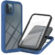 Apple iPhone 13 Pro Max, Szilikon hátlap és műanyag előlapi tok, elő- és hátlapi üveggel, közepsen ütésálló, Wooze Power Case, fekete/kék termék 2. képe