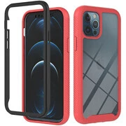 Realme C21Y / C25Y, Szilikon hátlap és műanyag előlapi tok, elő- és hátlapi üveggel, közepsen ütésálló, Wooze Power Case, fekete/piros akciós termékkép 1
