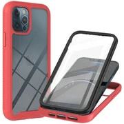 Samsung Galaxy A22 4G SM-A225F, Szilikon hátlap és műanyag előlapi tok, elő- és hátlapi üveggel, közepsen ütésálló, Wooze Power Case, fekete/piros termék 2. képe