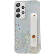 Apple iPhone 12, Szilikon tok, közepesen ütésálló, kézpánttal, színátmenetes, csillogó minta, Wooze Strap Star, mintás/fehér akciós termékkép 1