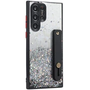 Apple iPhone 13 Pro, Szilikon tok, közepesen ütésálló, kézpánttal, színátmenetes, csillogó minta, Wooze Strap Star, mintás/fekete akciós termékkép 1