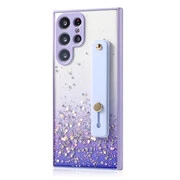 Samsung Galaxy A03 Core SM-A032F, Szilikon tok, közepesen ütésálló, kézpánttal, színátmenetes, csillogó minta, Wooze Strap Star, mintás/lila akciós termékkép 1