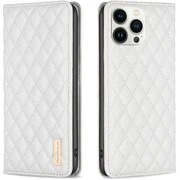 Oppo A17, Oldalra nyíló tok, stand, kártyatartóval, 3D rombusz minta, Wooze Pillow, fehér termék 2. képe