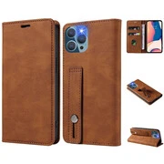 Google Pixel 7 Pro, Oldalra nyíló tok, stand, kártyatartóval, kézpánttal, Wooze Business Plus, barna akciós termékkép 1