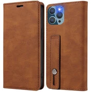 Google Pixel 7 Pro, Oldalra nyíló tok, stand, kártyatartóval, kézpánttal, Wooze Business Plus, barna termék 2. képe