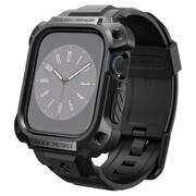 Apple Watch 7-9 (45mm), Műanyag védőkeret, szíjjal, közepesen ütésálló, Spigen Tough Armor Pro Metal, fekete akciós termékkép 1
