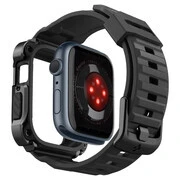 Apple Watch 7-9 (45mm), Műanyag védőkeret, szíjjal, közepesen ütésálló, Spigen Tough Armor Pro Metal, fekete termék 2. képe