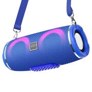 Bluetooth hordozható hangszóró, 2 x 5W, v5.0, Beépített FM rádió, TF kártyaolvasó, USB aljzat, 3.5mm, RGB világítás, felakasztható, vízálló, Hoco HC12, kék akciós termékkép 1