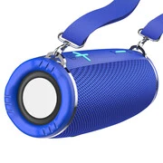 Bluetooth hordozható hangszóró, 2 x 5W, v5.0, Beépített FM rádió, TF kártyaolvasó, USB aljzat, 3.5mm, RGB világítás, felakasztható, vízálló, Hoco HC12, kék termék 2. képe