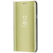 Apple iPhone 15 Plus, Oldalra nyíló tok, hívás mutatóval, Smart View Cover, arany (utángyártott) akciós termékkép 1