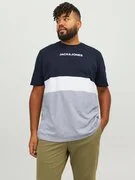 Jack & Jones Plus Póló 'JJEReid'  tengerészkék / szürke melír / fehér termék 2. képe