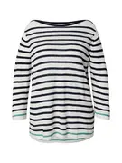 Tom Tailor Women + Pulóver  tengerészkék / piszkosfehér akciós termékkép 1