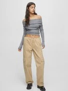 Pull&Bear Cargo nadrágok  világosbarna termék 2. képe