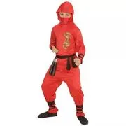 Piros ninja jelmez sárkány mintával - 116 cm akciós termékkép 1