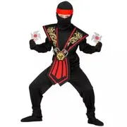 Piros harcos Ninja jelmez fegyverekkel - 116 cm akciós termékkép 1