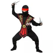 Piros harcos Ninja jelmez fegyverekkel - 128 cm akciós termékkép 1