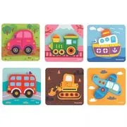 Tooky Toy: 6 az 1-ben mini fa formakirakó - járművek akciós termékkép 1