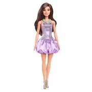 Barbie: Fashionista divatbaba fényes lila ruhában akciós termékkép 1