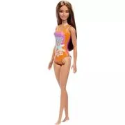 Barbie: Barna hajú baba rózsaszín-narancs fürdőruhában akciós termékkép 1