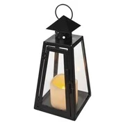 LED fekete, szögletes lámpás, 26,5 cm, 3x AAA, beltéri, vintage akciós termékkép 1