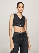 Tommy Jeans Mellény  fekete farmer / fehér termék 2. képe
