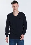 DENIM CULTURE Pulóver 'ROMEO'  éjkék / barna termék 2. képe