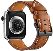 4wrist Fehér varratokkal ellátott bőrszíj Apple Watch-hoz - Brown 42/44/45 mm akciós termékkép 1