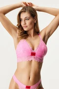 HUGO Triangle Lace Pink Bralette bélelt melltartó akciós termékkép 1